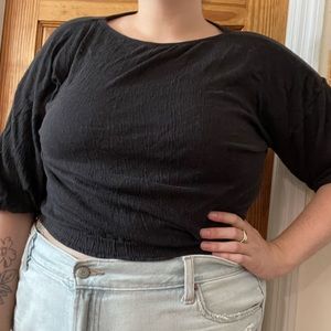 Black puff sleeve top